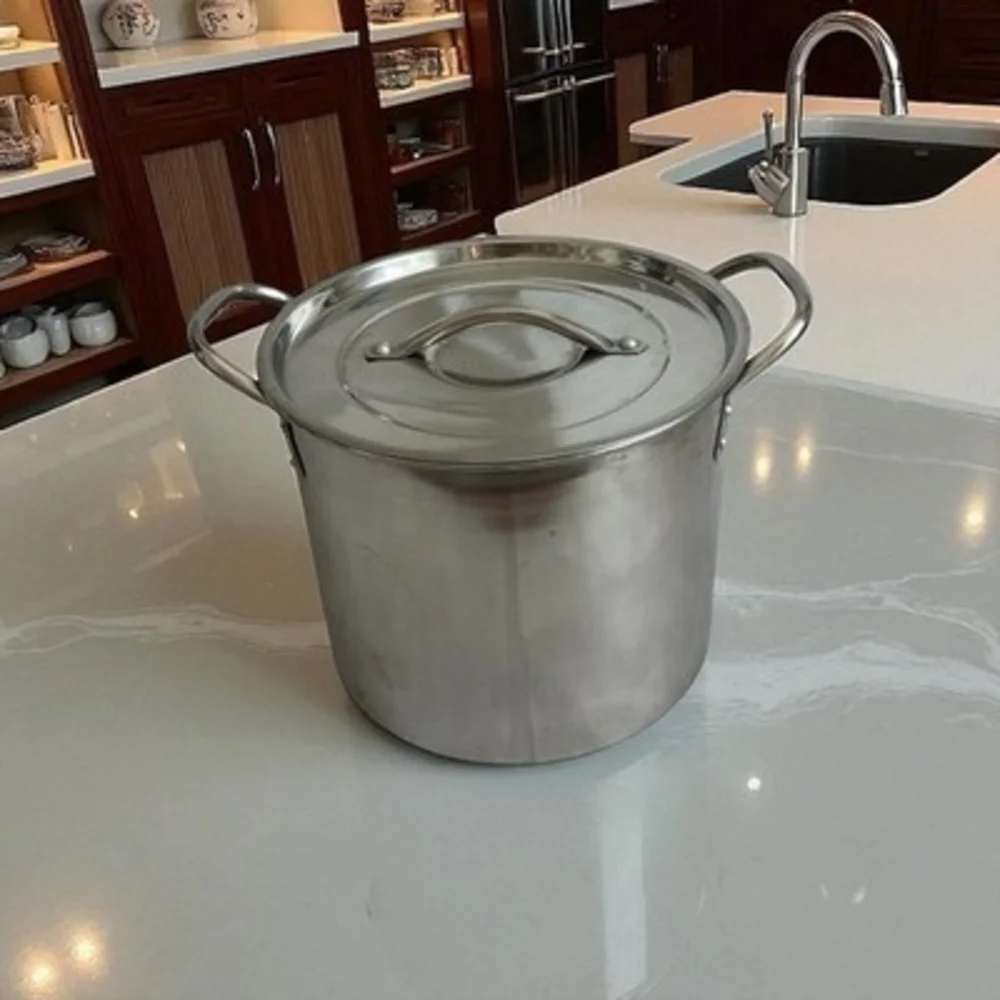 Stainless Steel Stackable Pot W/ Metal Lid Durable Cooking Pan Soup Vintage
